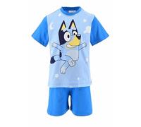 BlueY Kurzer Schlafanzug für Kinder, 2-teiliges Set aus Baumwolle, T-Shirt und Shorts, hellblau, 4 Jahre