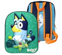CyP Brands 3D-Rucksack Bluey Leaves – Schulrucksack für Kinder, 33 x 26 cm, Blau/Grün