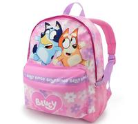 Bluey Mädchen-Rucksack - Lila Kleinkind Rucksack Bingo, Herzdruck, Kängurutasche & gepolsterte Träger - Kinder Schultasche Alter 2-7 Jahre - Offizieller Merchandise-Artikel, rose, 35x23x10cm, Rucksack