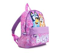 Bluey Mädchen-Rucksack - Lila Kleinkind Rucksack Bingo, Herzdruck, Kängurutasche & gepolsterte Träger - Kinder Schultasche Alter 2-7 Jahre - Offizieller Merchandise-Artikel, Flieder