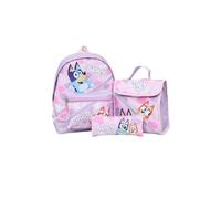 Bluey Mädchen Rucksack Set - 3-teiliges Schultasche, Lunchtasche & Federmäppchen - Kinderrucksack für Kindergarten, Reisen & Schulanfang
