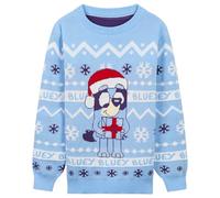 BlueY Mädchen Weihnachts-Pullover, Warmer Kinder Pullover mit Rundhalsausschnitt (5-6 Jahre, Blau)