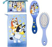 Bluey Reise-Kulturtasche für Kinder mit Zubehör - Kinder-Reiseset mit Bürste, weichem Handtuch und Tragetasche - Ideal für Kurzurlaube, Urlaub, Kinder