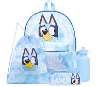BlueY Rucksack Kinder Set 4 Teilig Trinkflasche Federmäppchen Lunchtasche oder Turnbeutel Kinder für Schule Kita Freizeit Tie Dye