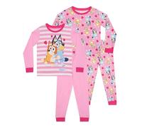 BlueY Schlafanzug Mädchen | 2 Er Pack Schlafanzug Kinder | Pyjama Für Mädchen | Rosa 98