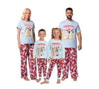 BlueY Schlafanzug Mädchen, Pyjama Kinder Mit Bingo, Weihnachtspyjama Langarm, Schlafanzug Kinder Winter, Schlafanzüge Für Mädchen, Blau 122