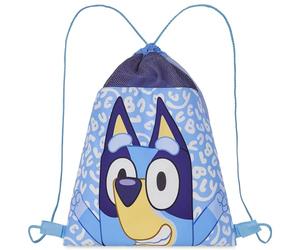 Bluey Turnbeutel Kinder Schwimmtasche Jungen Mädchen 40x35cm Vielseitiger Sportbeutel mit Kordelzug und Mesh für Schule Übernachtungen Kindergarten Fußball