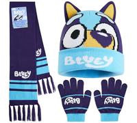 BlueY Winterset für Mädchen 3-6 Jahre, 2er- oder 3er-Set Weiche, Handschuhe und Schal, Hellblau Marineblau, Geschenkidee Kinder (Marineblau 3-teilig)