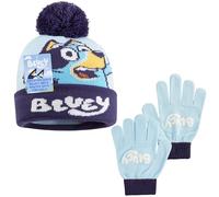BlueY Winterset für Mädchen 3-6 Jahre, 2er- oder 3er-Set Weiche, Handschuhe und Schal, Hellblau Marineblau, Geschenkidee Kinder (Blau 2 Stück)