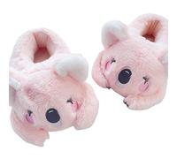 BLULOO Winter Hausschuhe Cartoon-Hausschuhe Süße Koala Form Heimatwäsche Schuhe Frau Mädchen Warmer Winter In Den Innenschuhen Flach Lässiger Boden Nicht rutschfest-Rosa A-36