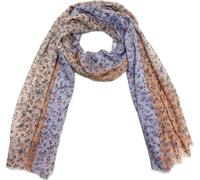 Blume XL Schal mit Blümchen Muster Tuch Sommer Frühling Herbst Halstuch Stola Tuch Übergangsschal Baumwolle Flower (OrangeLila)