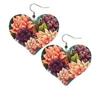 Blumen als Hintergrund, Leder-Ohrringe für Frauen, Herz-Ohrringe, leicht, baumelnde Ohrringe, Schmuck, Geschenke, One Size, Kein Edelstein