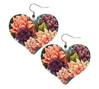 Blumen als Hintergrund, Leder-Ohrringe für Frauen, Herz-Ohrringe, leicht, baumelnde Ohrringe, Schmuck, Geschenke