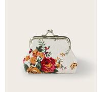 Blumen Grafik Kussriegel Tasche mit Blumen Muster, stilvolle Damen Kussriegel Aufbewahrungstasche, leicht, mit Bargeld-ID-Kreditkarte Portables kleine