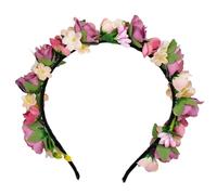 Blumen Haarreif „Sabia“ - Romantischer Haarschmuck mit Rosen & Blüten für Damen & Mädchen - Perfekt zum Dirndl, zur Hochzeit, Kommunion oder Festival (Altrosa/Creme, Einheitsgröße)