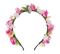 Blumen Haarreif „Sabia“ - Romantischer Haarschmuck mit Rosen & Blüten für Damen & Mädchen - Perfekt zum Dirndl, zur Hochzeit, Kommunion oder Festival (Pink/Creme, Einheitsgröße)