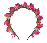 Blumen Haarreif „Sabia“ - Romantischer Haarschmuck mit Rosen & Blüten für Damen & Mädchen - Perfekt zum Dirndl, zur Hochzeit, Kommunion oder Festival (Pink)