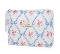 Blumen -Make -up -Tasche Kleine Kosmetikbeutel fr Frauen Mdchen se Baumwoll -Make -up -Tasche gesteppte Make -up -Taschen Blume Reisen Toilet