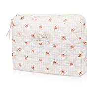 Blumen -Make -up -Tasche Kleine Kosmetikbeutel fr Frauen Mdchen Ses Baumwoll -Make -up -Tasche gesteppte Make -up -Taschen Blume Reisen Toile