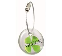 Blumen Schlüsselanhänger „Glück“ aus Glas mit echten Blumen von räder design