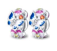 Blumen-Schmetterlings-Stopper, 1 Stück, echtes 925er Sterlingsilber, Sicherheitskette, Abstandshalter für Pandora-Armbänder, Silikon