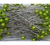 Blumen-Senf Perkopf- Decon. 4 mmØ x 40mm 150 Stück Perlen-Nadeln Deko-Nadeln Perle (Apfelgrün)