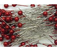 Blumen-Senf Perkopf- Decon. 4 mmØ x 40mm 150 Stück Perlen-Nadeln Deko-Nadeln Perle (rot)