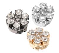 Blumen Smokingknöpfe 3stücke aus Legierung mit Strass Geschenkideen | Antike Manschettenknöpfe für Hemd und Pullover, Elegante Box, Festliche Anlässe, Silber Gold und Schwarz
