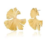 Blumen und Blatt Ohrringe für Damen,Ohrhänger für Niedlich Frauen, Ladies Premium Gold Mode Textur Gerippte Ohrstecker, Ideal für Frauen Hochzeit Dating Geburtstag Geschenke (Gold A)