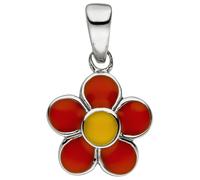 Blumenanhänger JOBO "Anhänger Kinderanhänger Blume 12 mm", rot, Schmuckanhänger, Mädchen, Silber 925 (Sterlingsilber), 925 Silber rhodiniert (18707136-0) rot