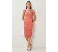 Blumenbedrucktes ärmelloses Midi-Kleid mit U-Ausschnitt M