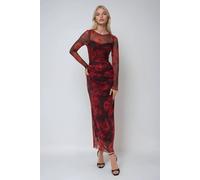 Blumendruck Bodycon Maxikleid aus Mesh