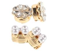Blumenförmige Manschettenknöpfe Strass 4 Stück Gold Legierung Damen | Passend für Hemden und Kleider, Funkelnde Verzierungen, Elegant, Vielseitig Kombinierbar