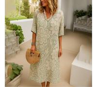 Blumenkleid für Damen, 3D-Druck, Midi-Länge mit Taschen für Sommer, Urlaub, Boho-Stil, Freizeitkleidung, UK-Größen S-5XL (C M)