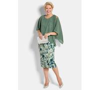 Blumenkleid mit Chiffon-Überwurf grün 54