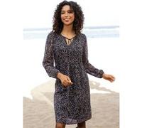 Blumenkleid schwarz-violett-bedruckt 46