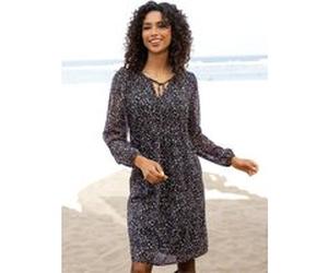 Blumenkleid schwarz-violett-bedruckt 46