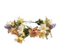 Blumenkranz Blumenkranz for Damen und Mädchen, Haarband mit grünem Blatt, Haarschmuck for Festivals, Hochzeiten, Foto-Accessoires, Kopfbedeckung(Color 01)