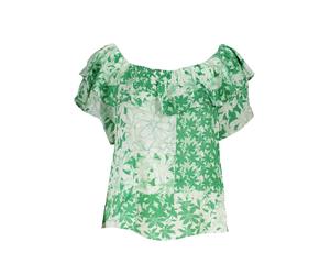 Blumenmuster Bluse Off-Shoulder Top XS