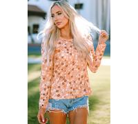 Blumenmuster Ripp-Longsleeve-Oberteil M