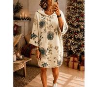 Blumenmuster Strick Neues Weihnachts Blumenmuster Lässig Elegant Pendeln Vielseitig Pullover Kapuzen Strickkleid Feiertag Urlaub Täglich Reisen Brunch