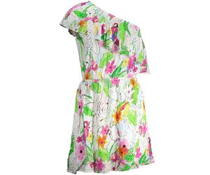Blumenpapagei Mini-Kleid, lockere Passform XL