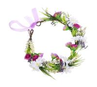 Blumenstirnband Boho Haarband Violett mit Schleifen für Frauen | Eisen-draht und Polyester, Leichtes Design, für Fotos, Brautparty, Festival und Pferdeschwanz