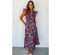 Blumiges gestuftes Maxikleid S