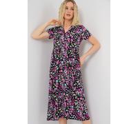 Blumiges Midikleid mit Hemdkragen