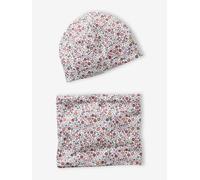 Blumiges Set aus Mütze & Snood für Mädchen rosenholz Gr. 86/110 von vertbaudet