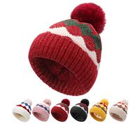 BLURBE Bommelmütze für Damen - Beanie-Mützen mit Fleecefutter, gestrickte Wollmützen für den Winter, Zopfmustermützen für Damen mit Kunstfell-Bommel