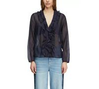 Comma Bluse Lyocell mit Volants Blau Größe 36