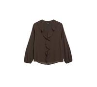 Langarmbluse S.OLIVER BLACK LABEL, Damen, Gr. 40, braun (chocolate), Web, Obermaterial: 100% Viskose. Futter: 100% Viskose, unifarben, lässig geschnitten hüftbedeckend, V-Ausschnitt, elastischer Bund,