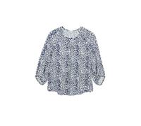 Druckbluse S.OLIVER, Damen, Gr. 42, blau aop, Web, Obermaterial: 100% Viskose, bedruckt, lässig geschnitten hüftlang, Rundhals, elastischer Bund, Blusen Druckbluse, 3/4-Arm Sommerbluse / bedruckt / Ru